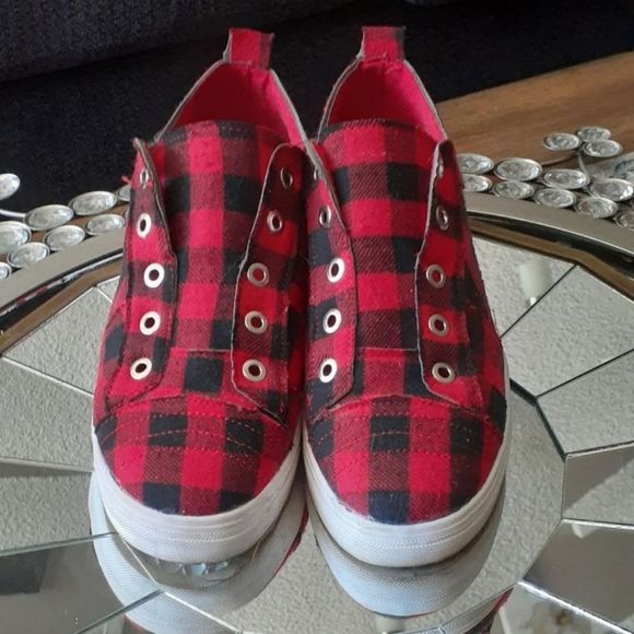 None Shoes - Buffalo Plaid Sneakers Women's Size 9